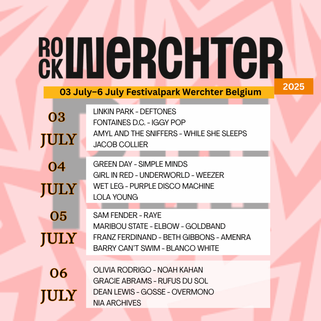 lineup for Rock Werchter festival